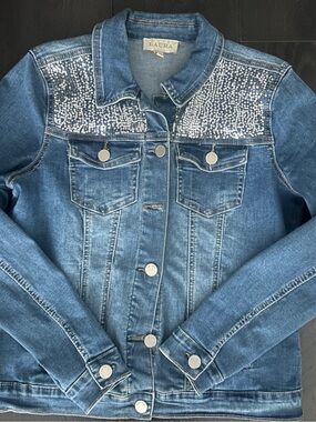 Laura Blue Denim Jacket with Sequin Yoke